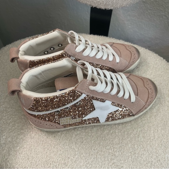 Golden Goose Mid Star Pink Rose Gold Glitter Sneakers - Picture 4 of 8